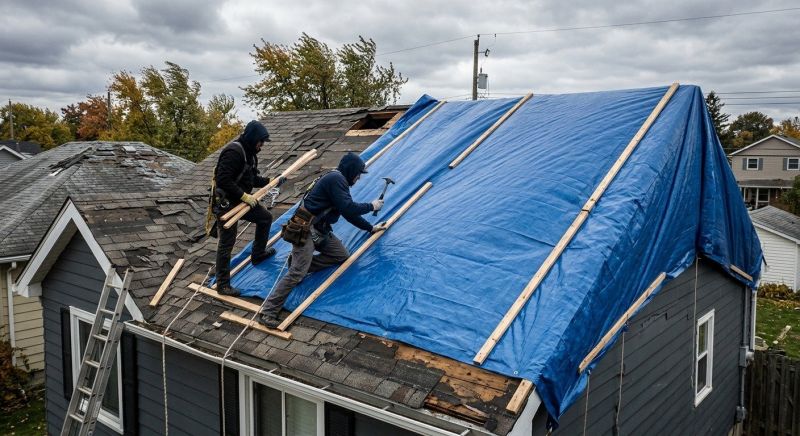 Storm Damage Roof Tarping in Troy, OH